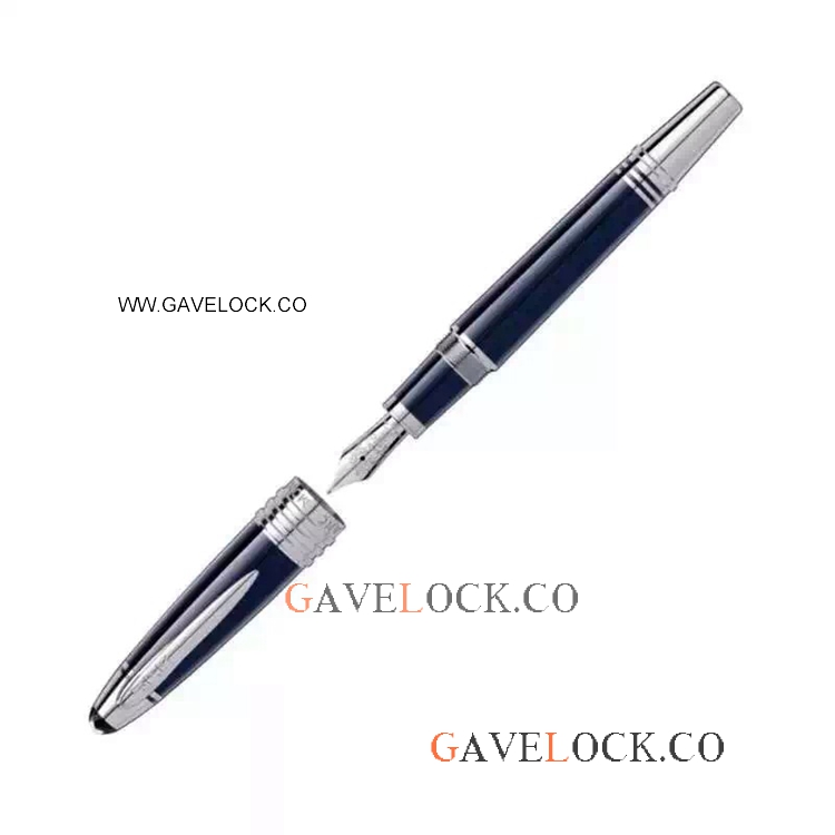 AAA Copy Mont Blanc JFK Special Edition Blue Barrel Fountain Pen AAA Copy Mont Blanc JFK Special Edition Blue Barrel Fountain Pen